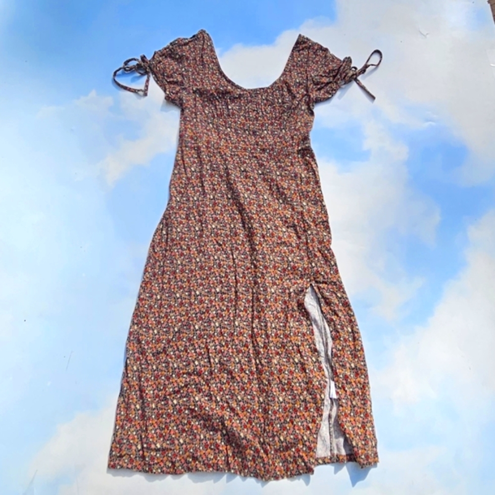 Cottagecore Brown Floral Printed Maxi Dress Cutw Maxi Dress Girly Dress